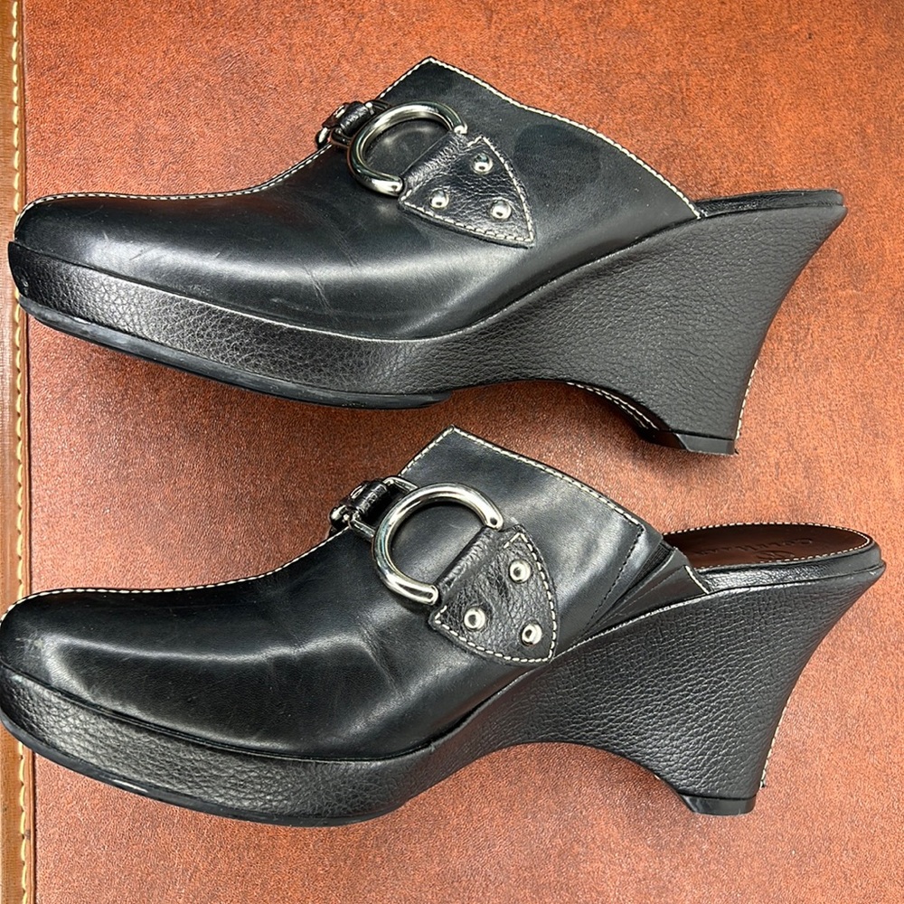 - Cole Haan Black Slip On Wedge Mules Size 9B - Picture 6 of 16